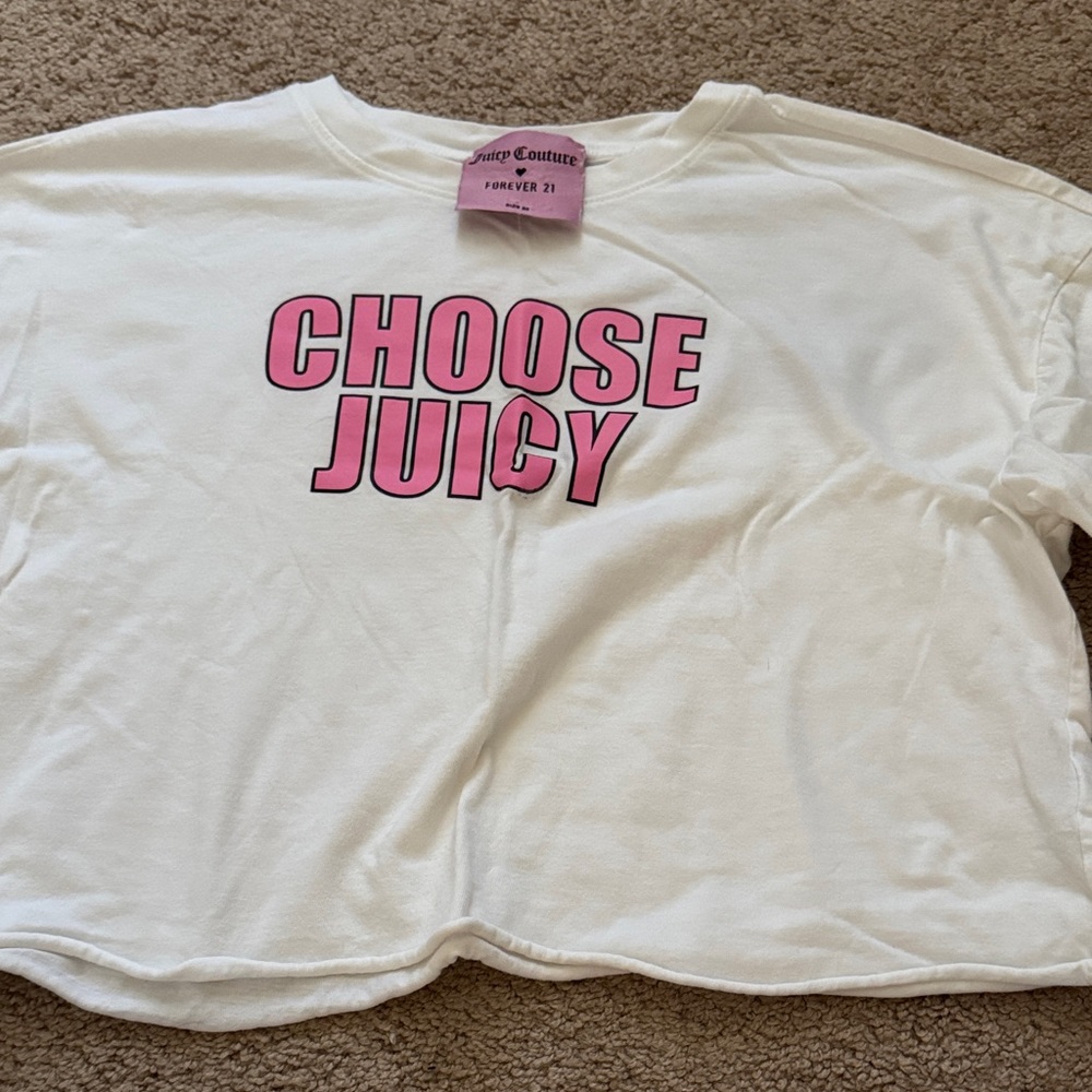 Juicy Couture Cream Tee with Pink 'Choose Juicy' Graphic